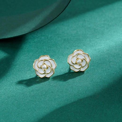 【茶花女】S925银针山茶花珍珠法式花朵耳饰【ZYXS-E2707】2207 商品图3