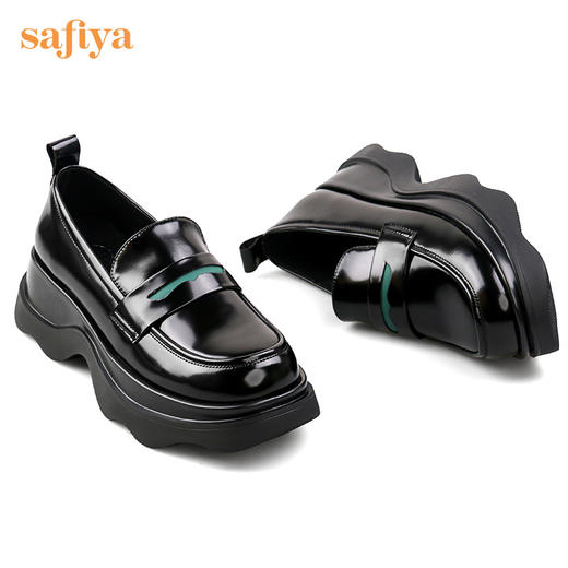 Safiya/索菲娅全羊皮小皮鞋2022早秋学院风厚底一脚蹬增高超轻系列乐福鞋  SF23112417 商品图9