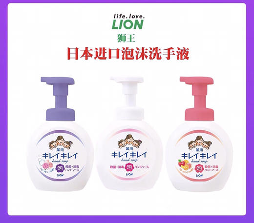 日本狮王LION-儿童宝宝泡沫洗手液抑菌消毒杀菌-金卡会员6折-味道随机发货 商品图0