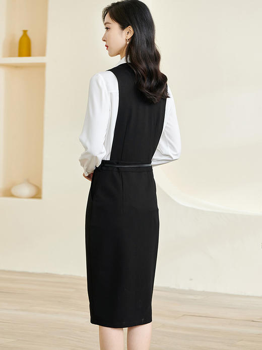 米思阳2026春季新款时尚设计感黑色无袖连衣裙收腰修身裙子2494 商品图2