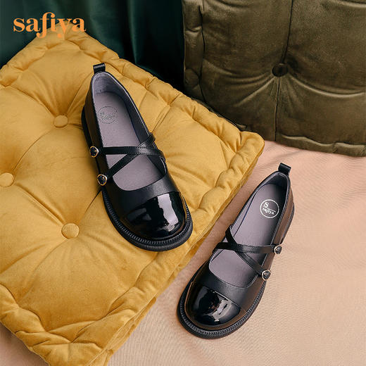 Safiya/索菲娅2022年秋季新品法式小香风复古交叉带玛丽珍小皮鞋SF23111086 商品图13