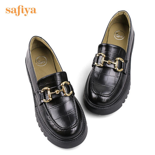 Safiya/索菲娅2022年秋季新款浅口单鞋女复古金属链条百搭超轻系列乐福鞋 SF23112081 商品图10