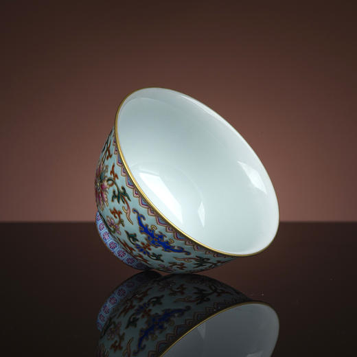 天蓝地珐琅彩蝙蝠花卉纹撇口杯 商品图2