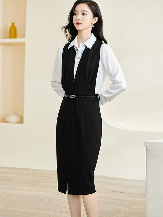 米思阳2026春季新款时尚设计感黑色无袖连衣裙收腰修身裙子2494 商品图1