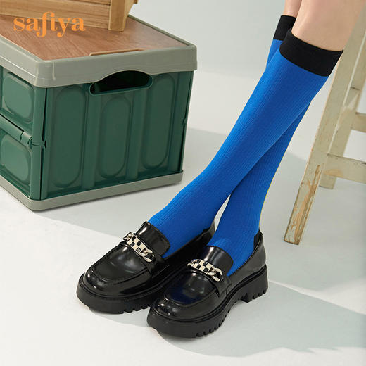 Safiya/索菲娅复古学院风软漆皮浅口单鞋松糕厚底超轻系列一脚蹬乐福鞋女 SF23112005 商品图10