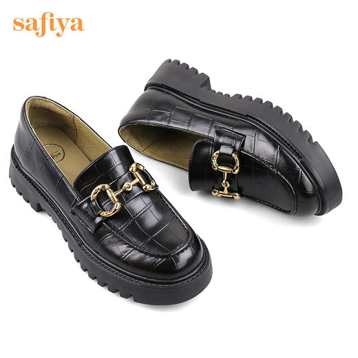 Safiya/索菲娅2022年秋季新款浅口单鞋女复古金属链条百搭超轻系列乐福鞋 SF23112081 商品图8