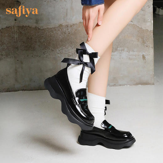 Safiya/索菲娅全羊皮小皮鞋2022早秋学院风厚底一脚蹬增高超轻系列乐福鞋  SF23112417 商品图0