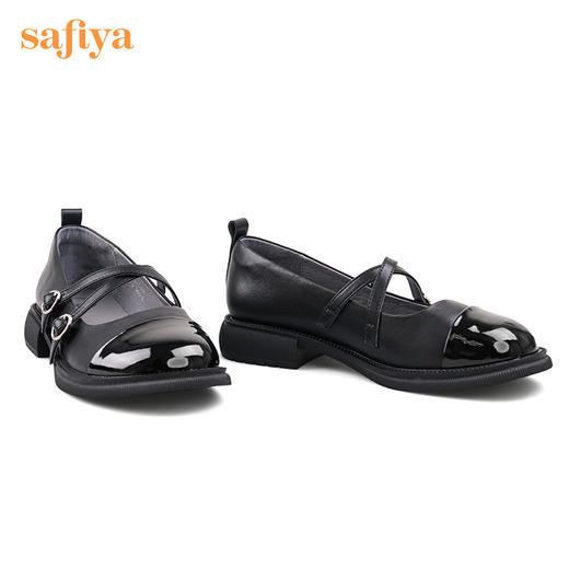 Safiya/索菲娅2022年秋季新品法式小香风复古交叉带玛丽珍小皮鞋SF23111086 商品图5