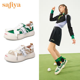 Safiya索菲娅笑脸头网红系带松糕厚底帆布鞋2022秋新款SF23112401