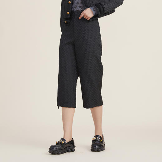 谜底直筒裤女2022秋新款立体爱心压花挺阔通勤裤子223MK1164 商品图1