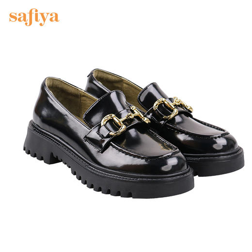 Safiya/索菲娅2022年秋季新款浅口单鞋女复古金属链条百搭超轻系列乐福鞋 SF23112081 商品图7