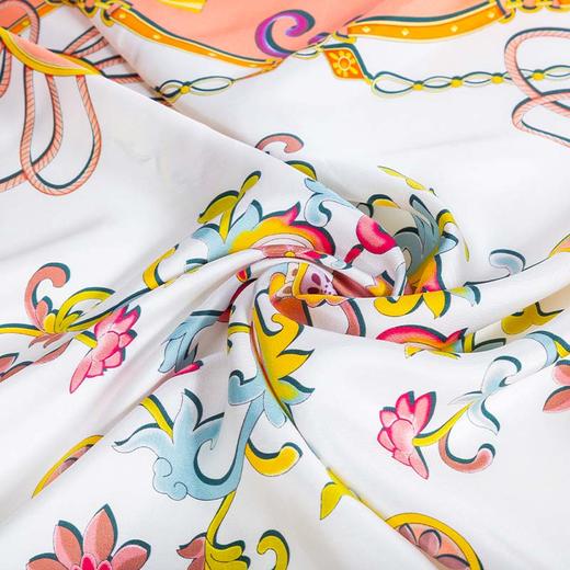 SAINTJOY/上久楷 真双面印花真丝方巾 锁藤 橘粉色 FJS20054 商品图6