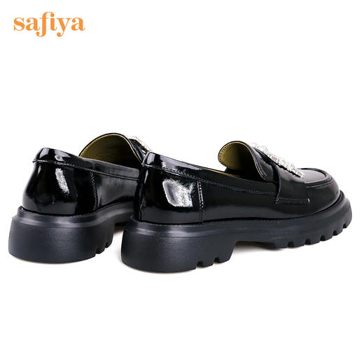 Safiya/索菲娅皮鞋2022年早秋网红新款英伦风水钻方扣厚底超轻系列乐福鞋 SF23112012 商品图7