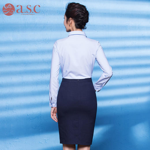 艾尚臣娃娃领衬衫美容师工作服女长袖职业套装工装ol制服套装裙 商品图2