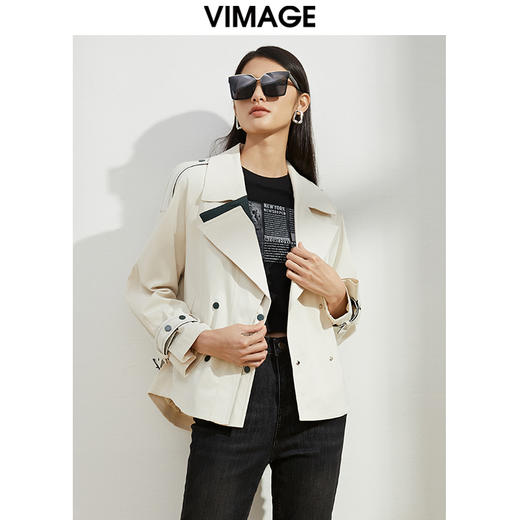 VIMAGE/纬漫纪秋款新款翻领宽松风衣外套VC2204008 商品图1