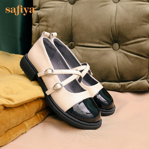 Safiya/索菲娅2022年秋季新品法式小香风复古交叉带玛丽珍小皮鞋SF23111086 商品图12