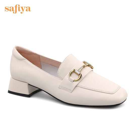 Safiya/索菲娅真皮乐福鞋女四季可穿复古马鞍扣舒适通勤浅口单鞋 SF23112079 商品图9