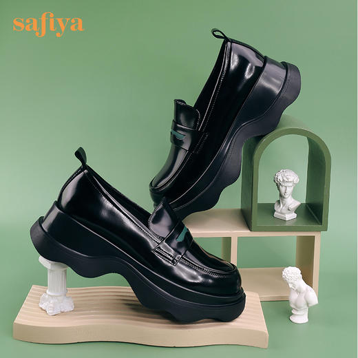 Safiya/索菲娅全羊皮小皮鞋2022早秋学院风厚底一脚蹬增高超轻系列乐福鞋  SF23112417 商品图13