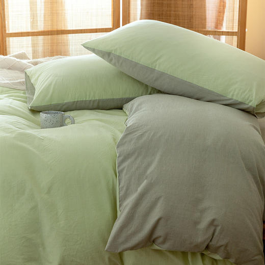 新疆长绒棉【恩宜贝】水洗棉四件套 莫兰迪拼色系列 睡在云端的舒适 商品图5