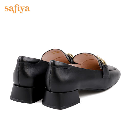 Safiya/索菲娅真皮乐福鞋女四季可穿复古马鞍扣舒适通勤浅口单鞋 SF23112079 商品图8