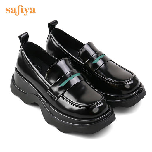 Safiya/索菲娅全羊皮小皮鞋2022早秋学院风厚底一脚蹬增高超轻系列乐福鞋  SF23112417 商品图10