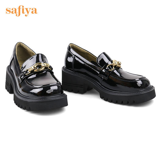 【新品特惠】Safiya/索菲娅jk鞋2022年早秋新款复古竹节扣漆皮厚底真皮超轻系列乐福鞋  SF23112016 商品图10