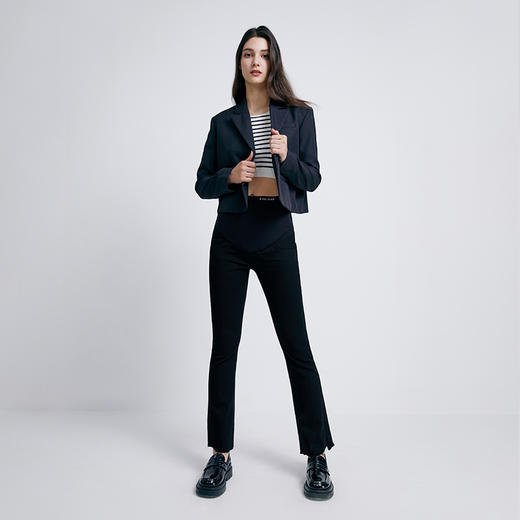 嫚熙孕妇牛仔裤休闲外穿秋季直筒裤怀孕期托腹大码喇叭裤 商品图0