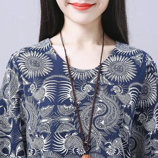 民族风棉麻套装女2022春季新款大码复古文艺印花显瘦两件套女装潮HY-套装 商品图6