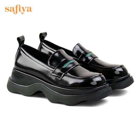 Safiya/索菲娅全羊皮小皮鞋2022早秋学院风厚底一脚蹬增高超轻系列乐福鞋  SF23112417 商品图7