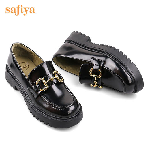 Safiya/索菲娅2022年秋季新款浅口单鞋女复古金属链条百搭超轻系列乐福鞋 SF23112081 商品图9