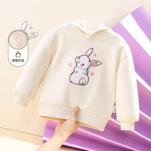 贝贝怡童装秋冬儿童连帽卫衣女童加厚亲肤绒上衣223S3080 商品图13
