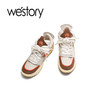 westory22年秋季新款拼色系带松糕鞋平底低帮百搭休闲鞋72741 商品缩略图2