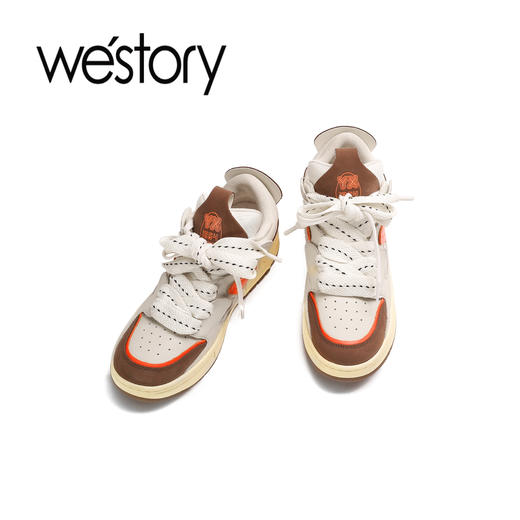 westory22年秋季新款拼色系带松糕鞋平底低帮百搭休闲鞋72741 商品图2
