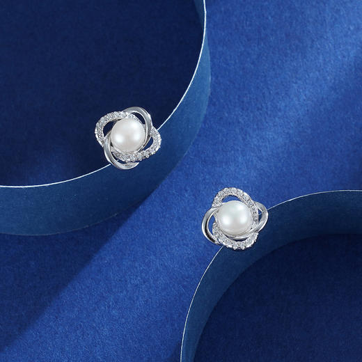 【花绕】子佩集S925银珍珠四叶草耳钉【ZYXS-E2695】2208 商品图2