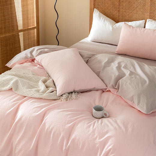 新疆长绒棉【恩宜贝】水洗棉四件套 莫兰迪拼色系列 睡在云端的舒适 商品图10