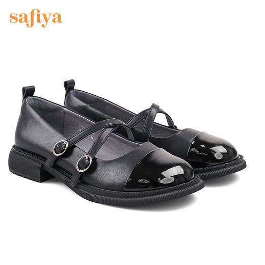 Safiya/索菲娅2022年秋季新品法式小香风复古交叉带玛丽珍小皮鞋SF23111086 商品图4