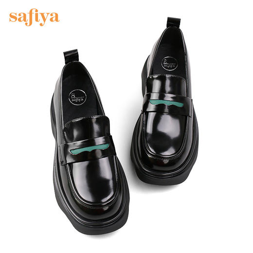 Safiya/索菲娅全羊皮小皮鞋2022早秋学院风厚底一脚蹬增高超轻系列乐福鞋  SF23112417 商品图11
