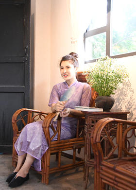 蕾丝连肩袖旗袍