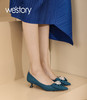 Westory22年秋季新款尖头蝴蝶结单鞋软底舒适一脚蹬百搭低跟鞋女72571 商品缩略图0