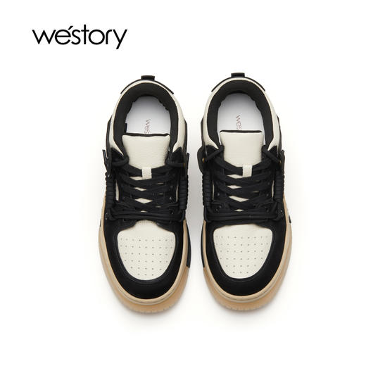 westory22年秋季新款厚底增高撞色透气百搭系带板鞋休闲鞋女72181 商品图4