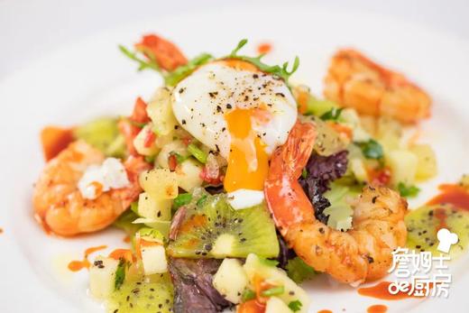 温泉蛋奇异果煎大虾 商品图0