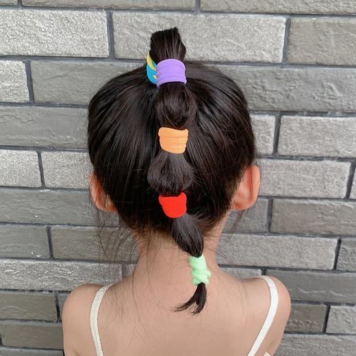 「9.9元包邮！数款颜色可选」高弹力橡皮筋彩色毛巾圈儿童女童扎马尾罐装时尚配饰简约发绳发饰 商品图1