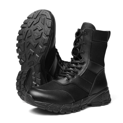 强人3515男训练靴春秋户外轻便工装靴透气耐磨高帮靴黑色徒步短靴 商品图12
