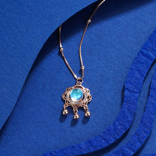 【钱币如意】S925银月光石平安如意长命锁项链【ZJHY-N000903M】2208 商品图1