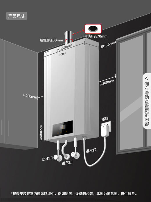 方太燃气热水器家用天然气恒温洗澡13升P13T1官方授权 商品图1