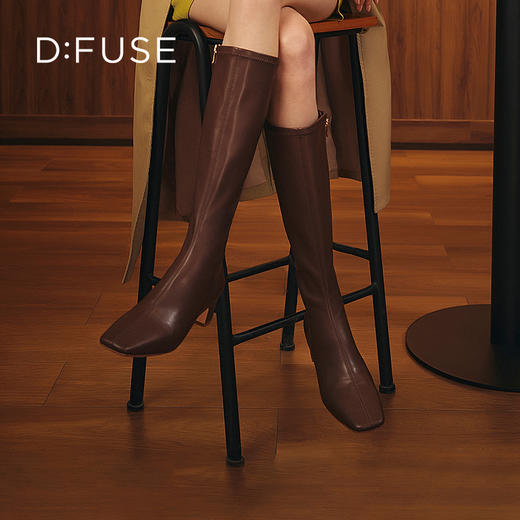DFuse迪芙斯2022年新款方头弹力瘦瘦靴及膝靴长筒靴DF24117043 商品图10