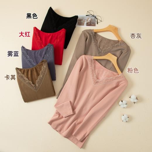 【特价】（精美盒装）女士无缝毛圈加厚聚暖圆领花边领秋衣秋裤保暖内衣套装8164/8154 商品图14