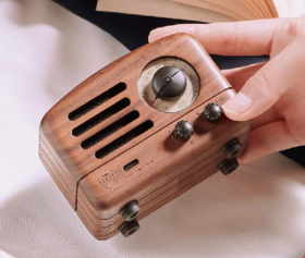 【团购展示】猫王·小王子原木FM/蓝牙便携式音箱MW-2  红芯木精装版