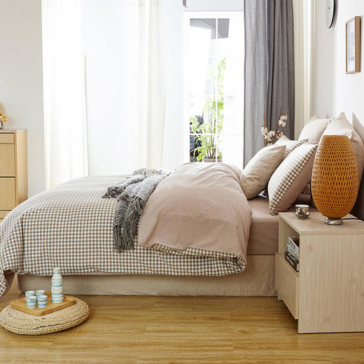 格格屋纯棉三四件套英伦风水洗棉色织布床单枕套被罩 无印良品 商品图4