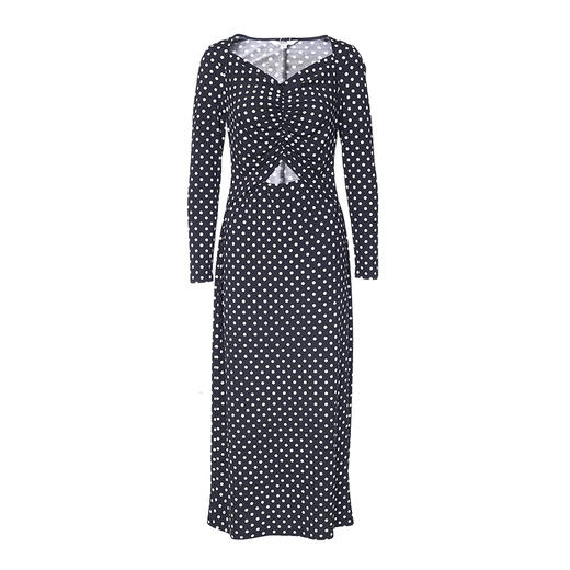 VIMAGE/纬漫纪新款时尚V领气质复古波点修身连衣裙VC2207006 商品图5